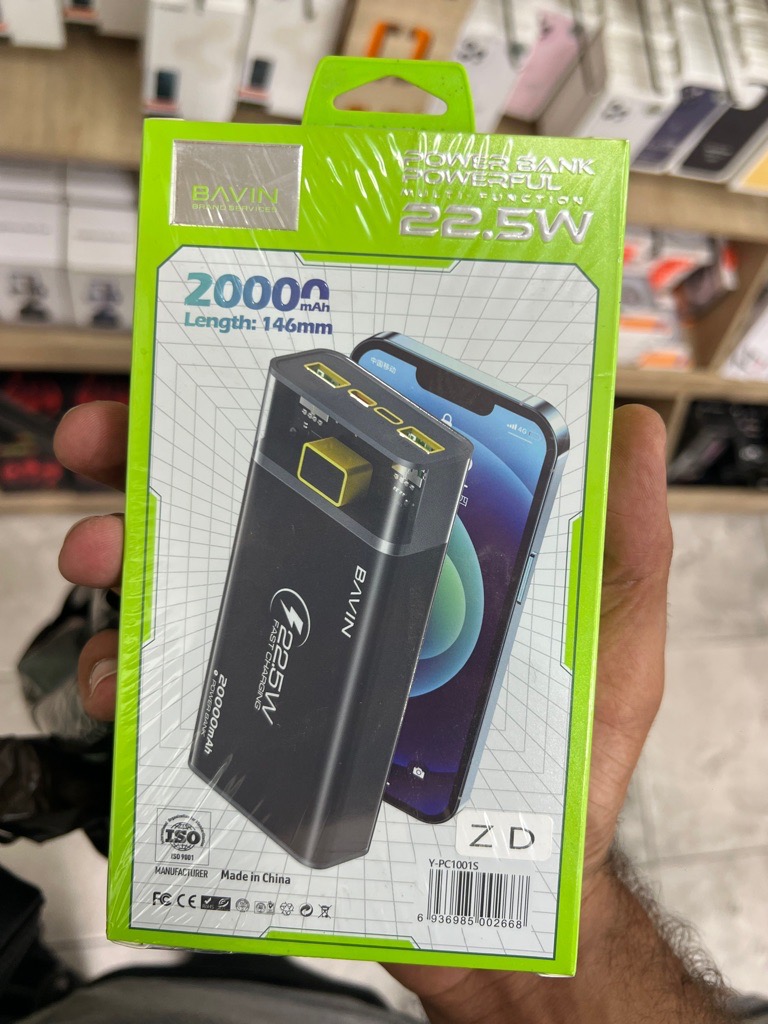 Bavin Power Bank 20000 mAh Fast Charging 22.5W USB et Type C OutPut Cachetè Tunis