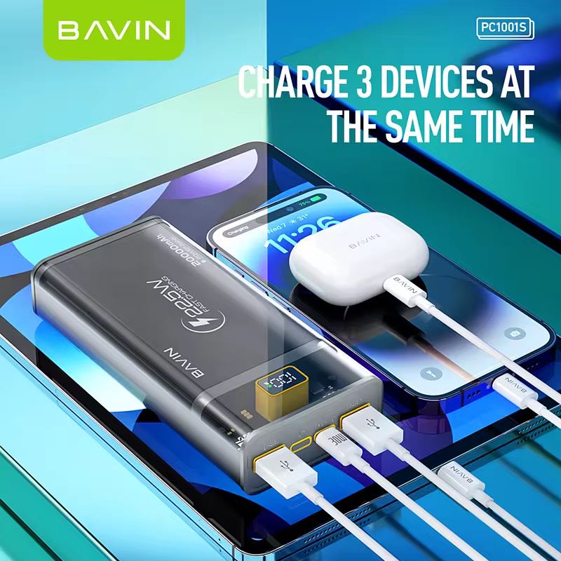 Bavin Power Bank 20000 mAh Fast Charging 22.5W USB et Type C OutPut Cachetè Tunis