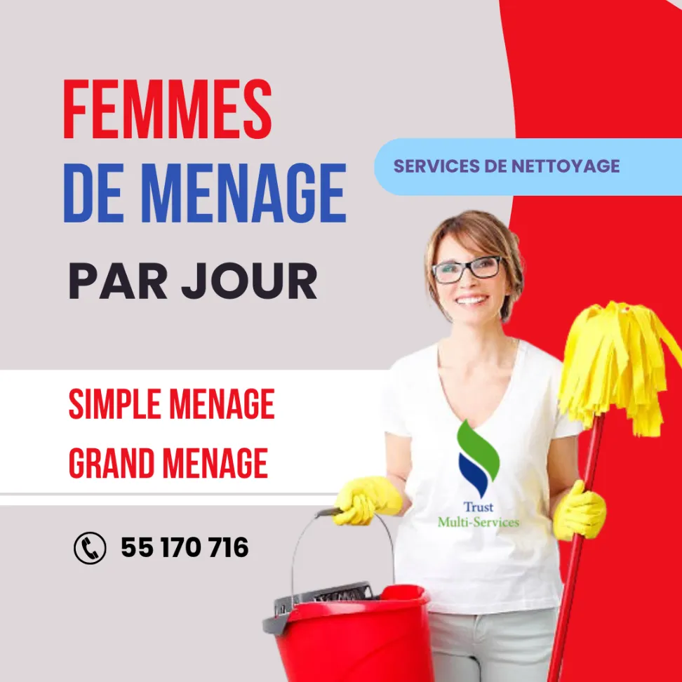 FEMME DE MENAGE POUR BUREAUX PAR JOUR A BEN AROUS