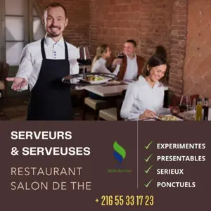 "Nous proposons des Serveurs & Serveuses pour travailler dans des restaurants et salons de Thé.