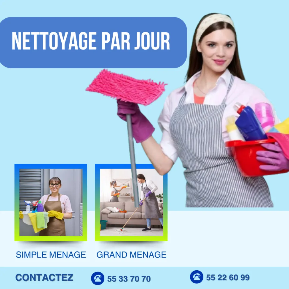 FEMME DE MENAGE PAR JOUR A SOUKRA