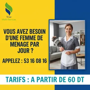 femme de menage par jour a jarins el manzeh