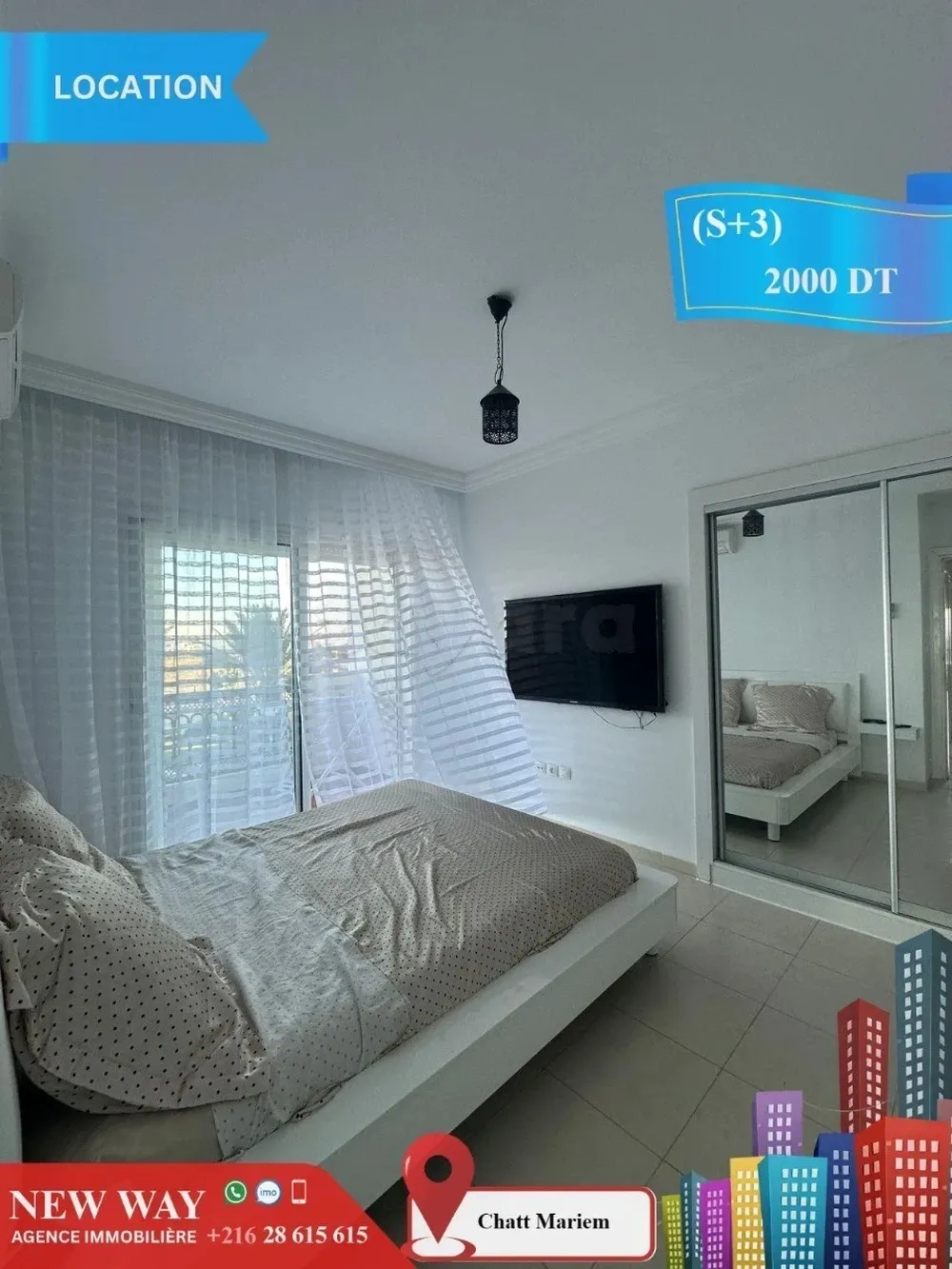 (S+3) Meublé front de mer à Chatt Mariem