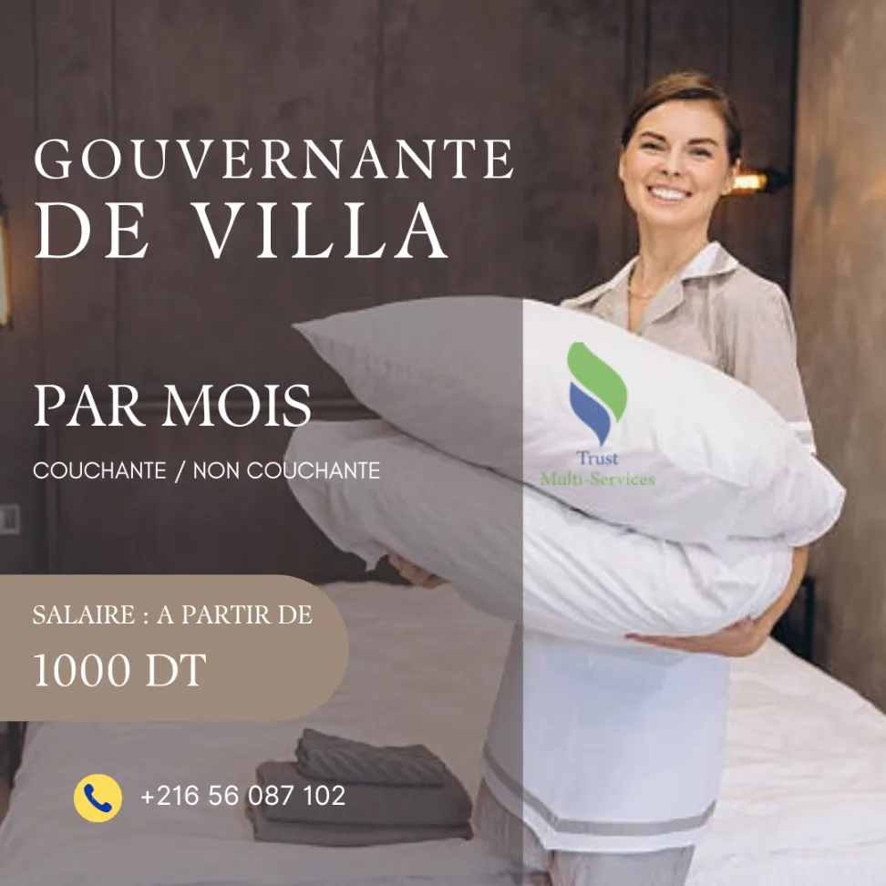 TMS PROPOSE DES GOUVERNANTES DE MAISON COUCHANTES A MANOUBA