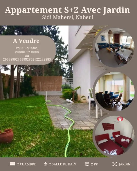 A louer Appartement S+2 à Sidi Mahersi , Nabeul