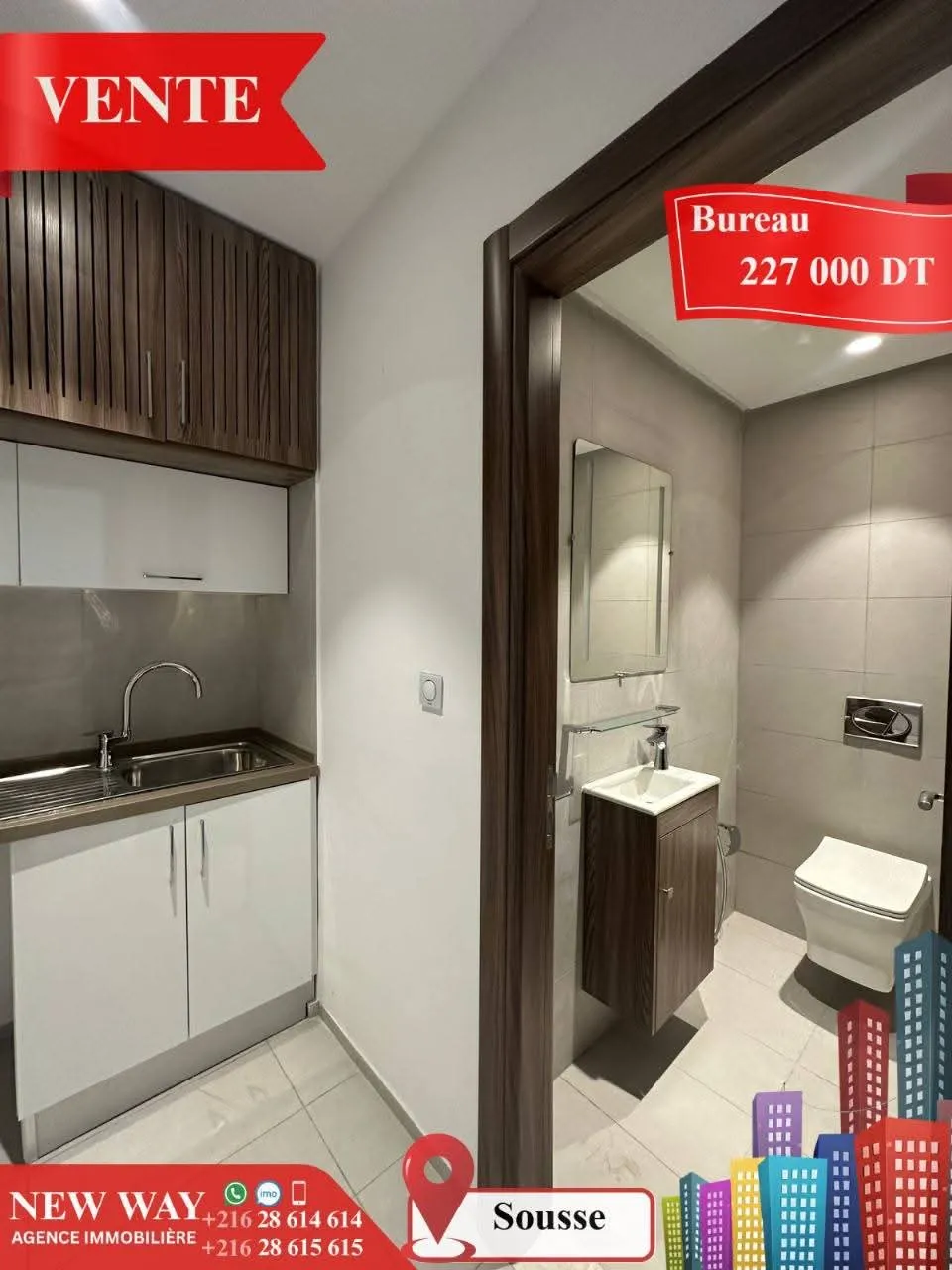 Bureau (A+2) à Sousse avec Place de Parking au Sous Sol