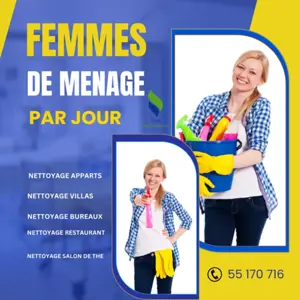 FEMME DE MENAGE POUR BUREAUX PAR JOUR A Marsa