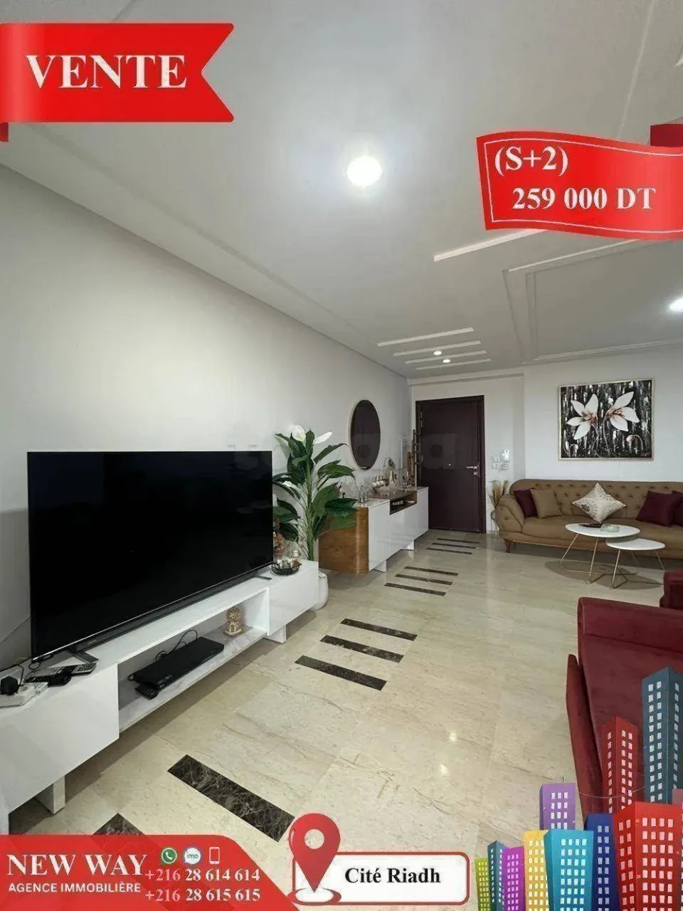 (S+2) à Cité Riadh 1 avec Place de Parking