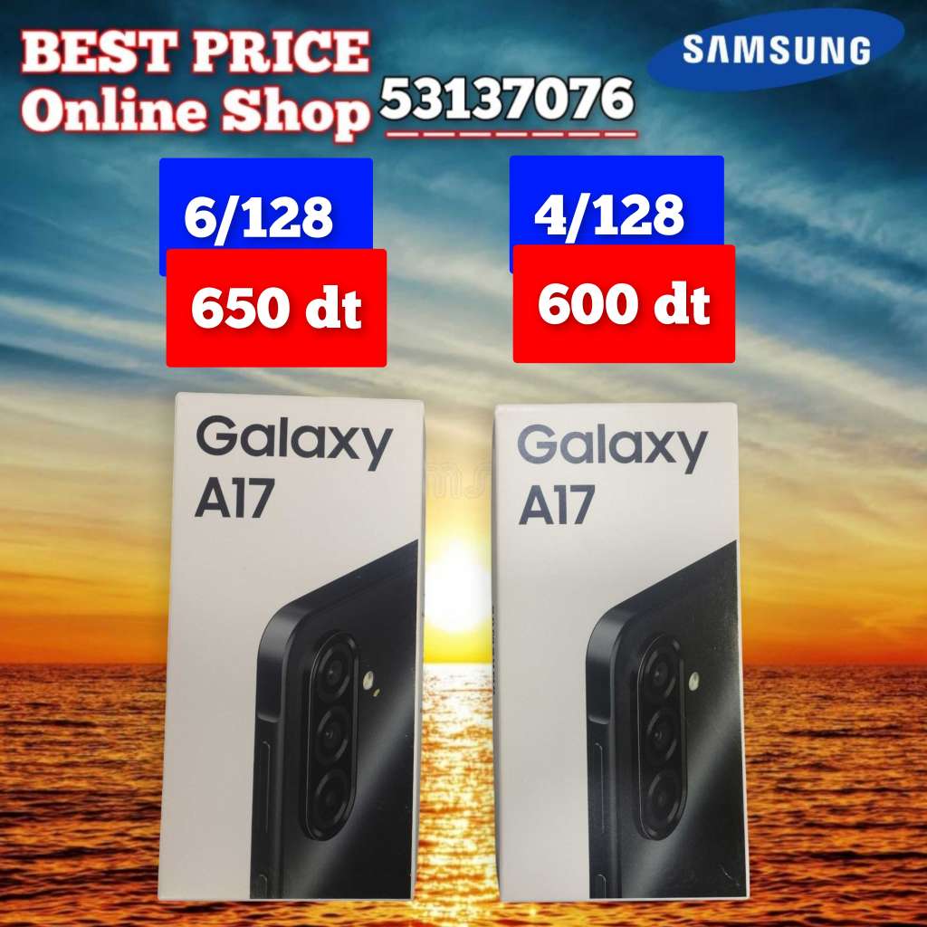 Samsung A17 Cacheté paquet fermé #Validé✔️
➖4/128=600 dt
➖6/128 =650 dt