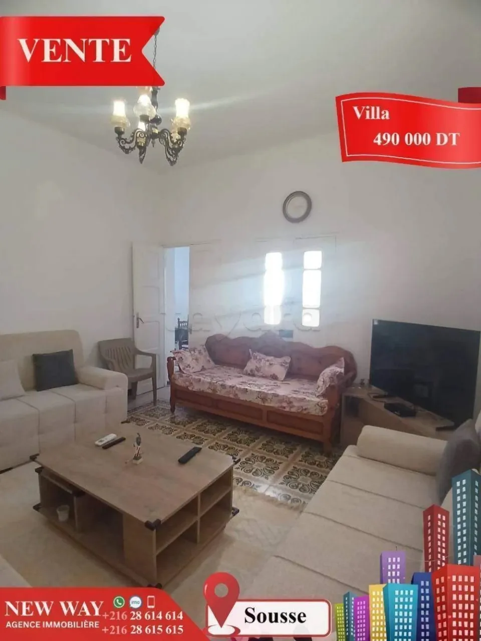 Villa de Plain Pied à Sousse, Proche de toutes Commodités