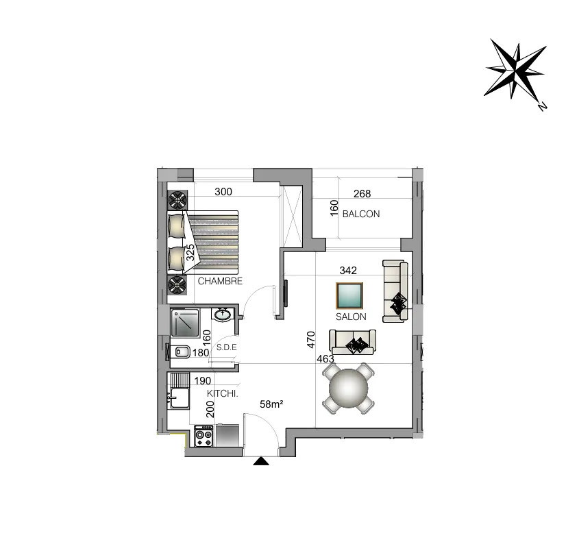 A vendre Appartement S+1 à AFH Mrezga , Cité El Wafa