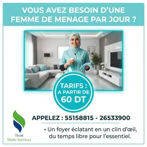 FEMME DE MENAGE PAR JOUR A KALAA SGHIRA
