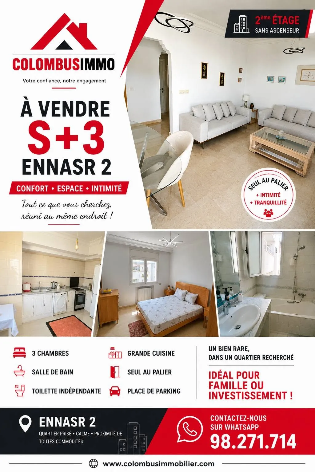 Appartement s3 à Ennaser 2