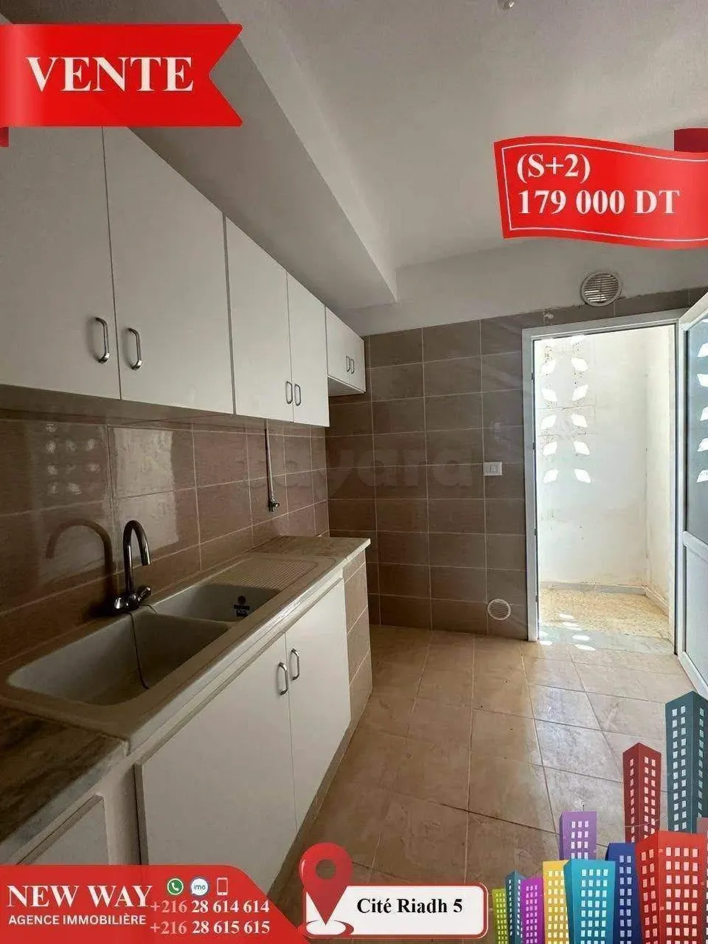 Appartement (S+2) à Cité Riadh 5