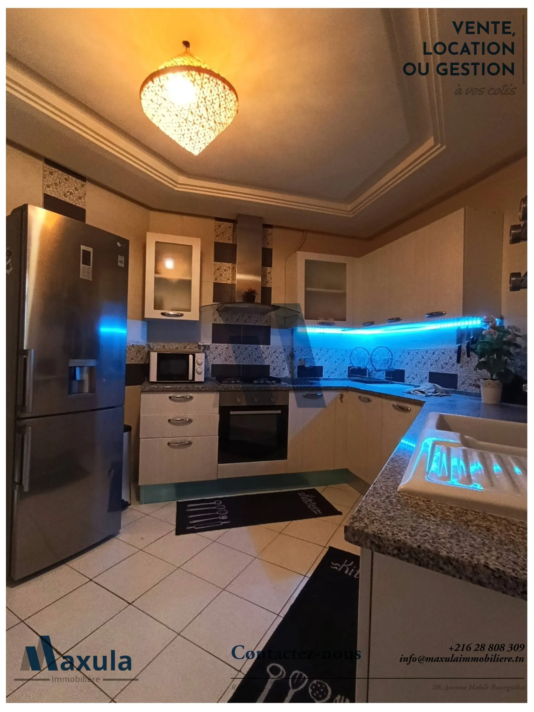 À VENDRE APPARTEMENT S+2 RICHEMENT MEUBLÉ À CHOUCHET RADES