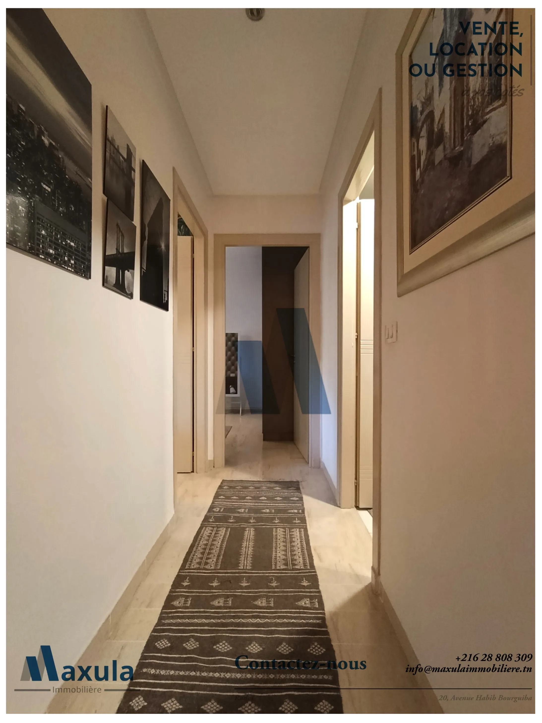 À VENDRE APPARTEMENT S+2 RICHEMENT MEUBLÉ À CHOUCHET RADES