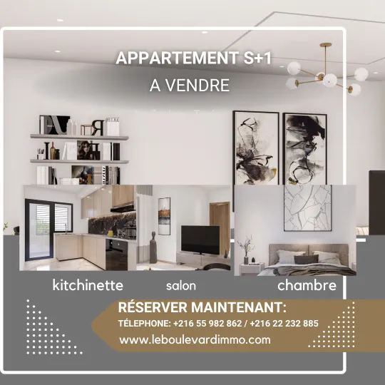 A vendre Appartement S+1 à La Soukra