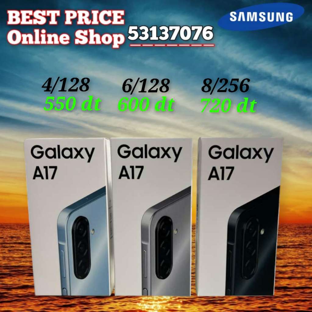 Samsung A17 Cacheté paquet fermé #Validé✔️
➖4/128=550 dt
➖6/128 =600 dt
➖8/256 =720 dt