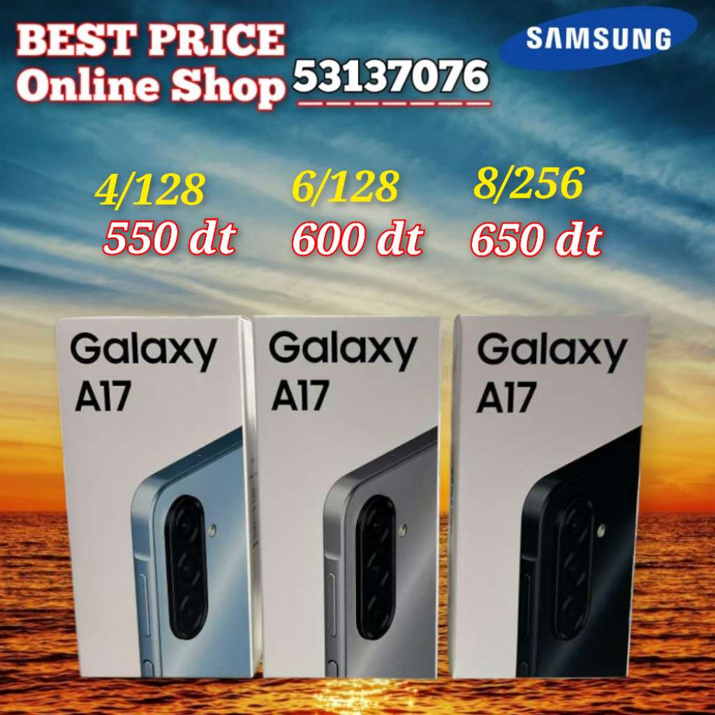 Samsung A17 Cacheté paquet fermé #Validé✔️
➖4/128=550 dt
➖6/128 =600 dt
➖8/256 =650 dt
