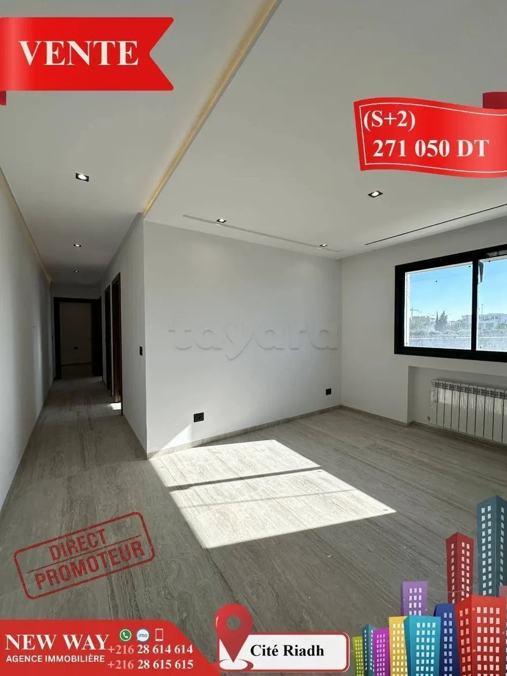 (S+2) Directe Promoteur à Cité Riadh 271000DT