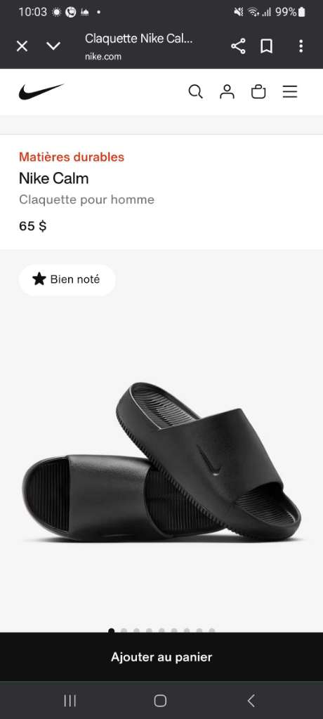 Claquette nike noire calm