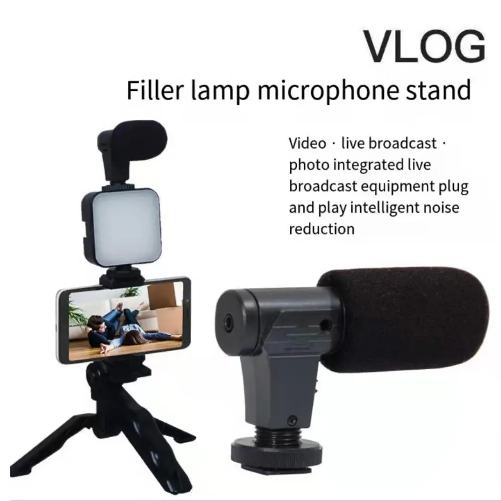 📸 Kit de Vlogging Complet – Lampe LED + Micro + Trépied + Support