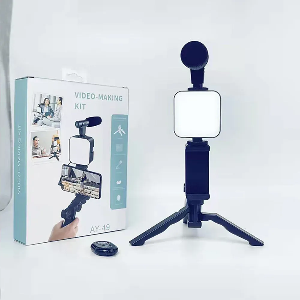 📸 Kit de Vlogging Complet – Lampe LED + Micro + Trépied + Support