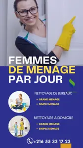 femme de menage par jour jebal ejloud