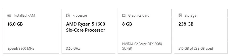 Unité Gamer R5 1600Af RTX 2060 Super 16Go SSd 256Go 
