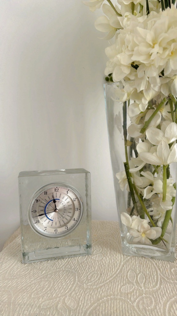 🕰️ Horloge de Table Vintage 70’s – Bloc de Verre Wiesenthalhütte – World Time