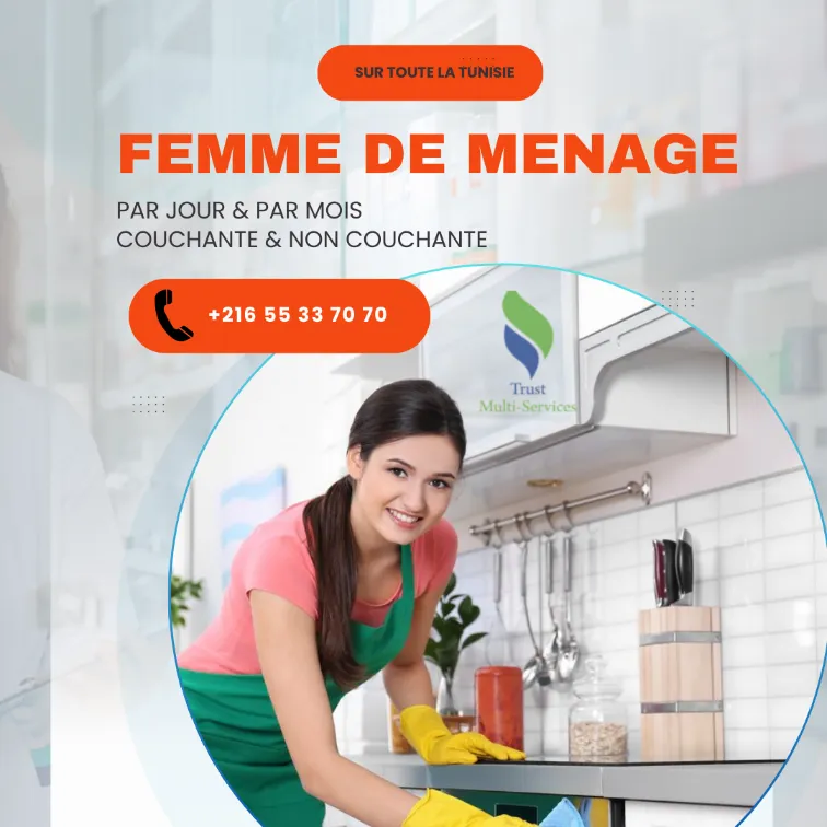 FEMME DE MENAGE PAR JOUR A TUNIS