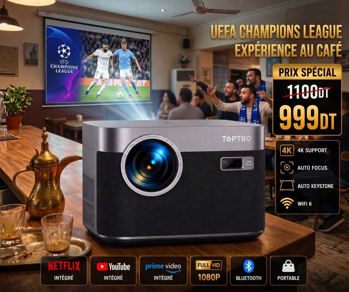 Vidéoprojecteur 4K WiFi 6 Bluetooth 28000 Lumens FHD 1080P, TOPTRO Projecteur 4K Supporté avec Android TV