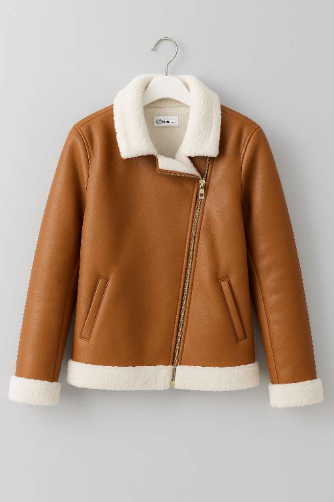 🧥 Veste en cuir marron chic hiver 🔥