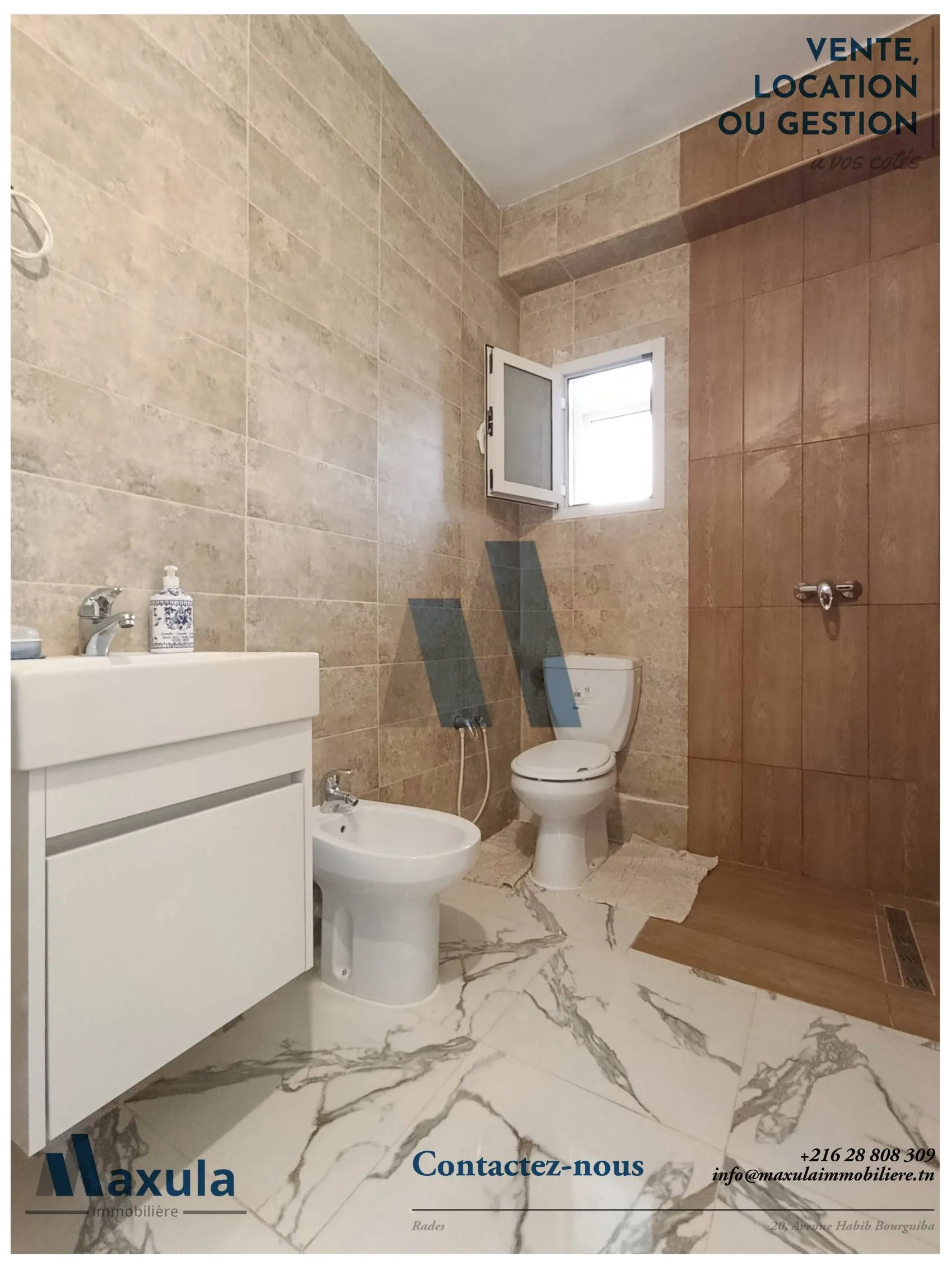 À VENDRE APPARTEMENT S+2 AU 1ER ÉTAGE À RADES SNIT