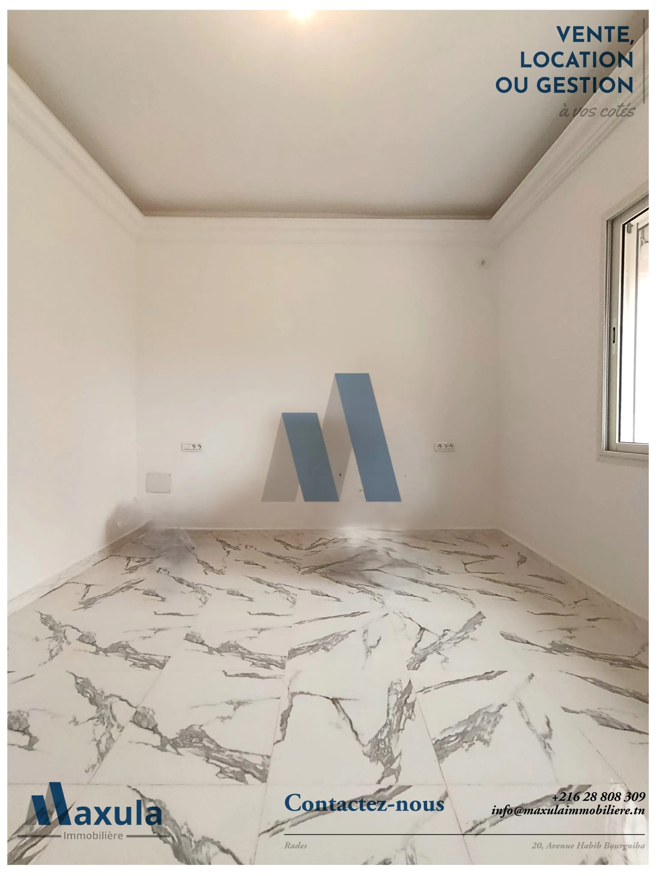 À VENDRE APPARTEMENT S+2 AU 1ER ÉTAGE À RADES SNIT