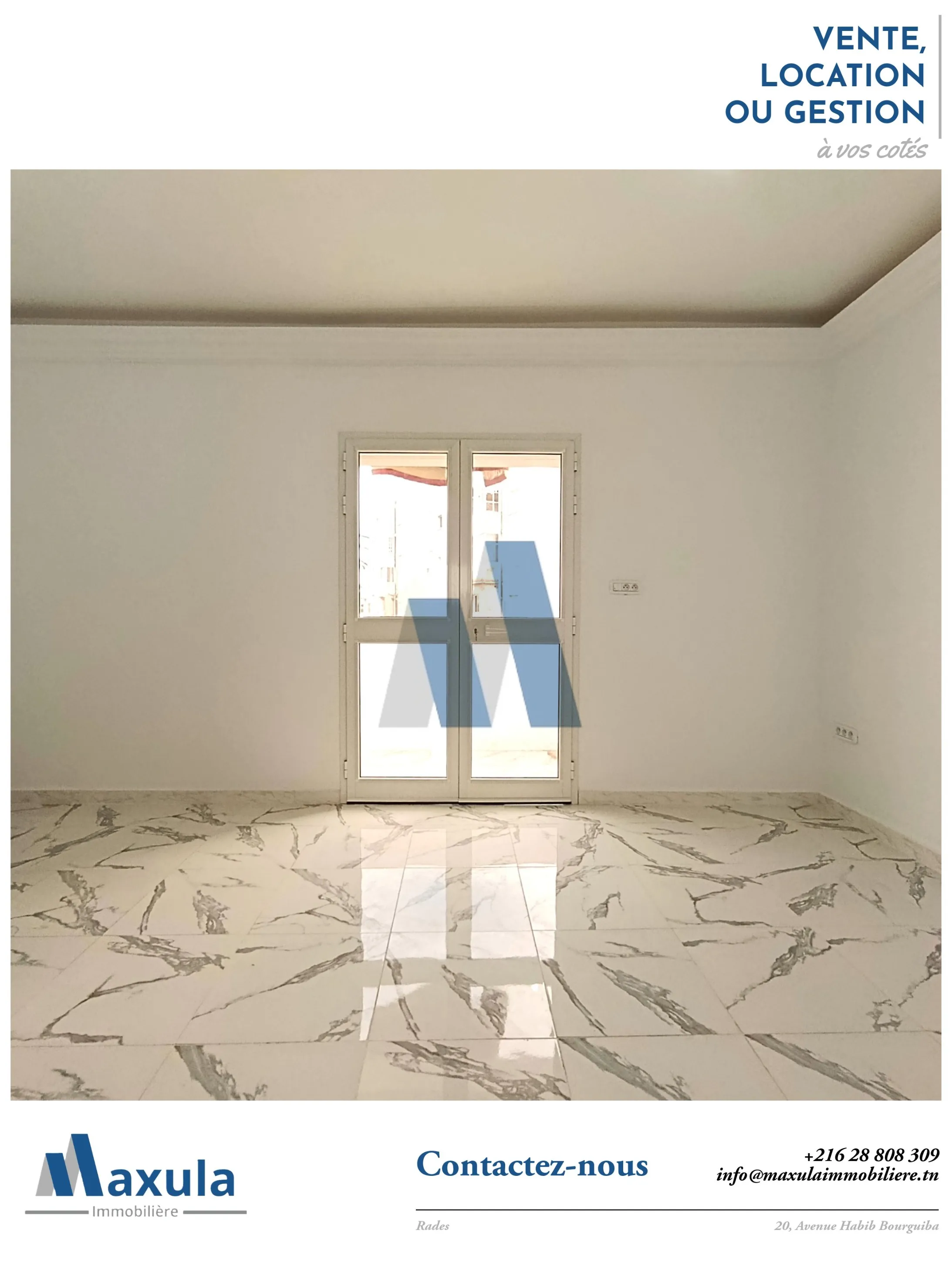 À VENDRE APPARTEMENT S+2 AU 1ER ÉTAGE À RADES SNIT