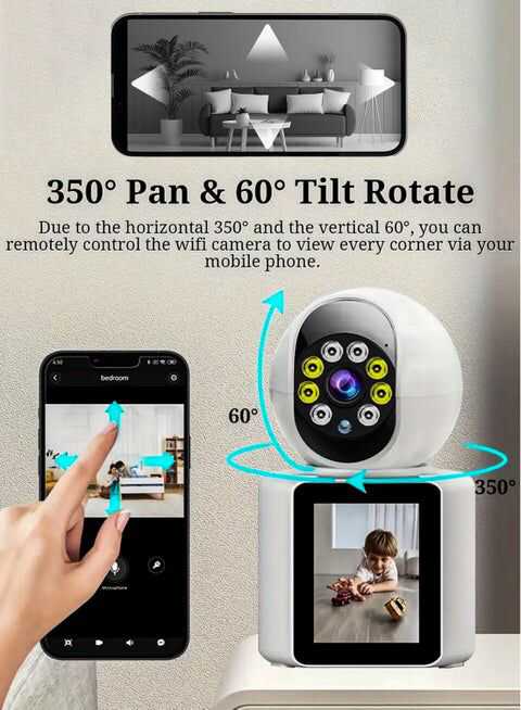 Caméra de visioconférence intelligente WiFi avec écran IPS de 2,8 pouces