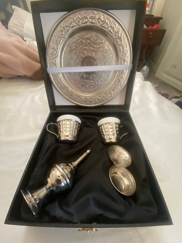 Service à Café Traditionnel en Cuivre avec Plateau et Récipient