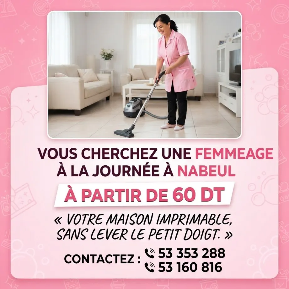 femme de menage par jour a nabeul