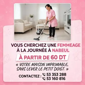 femme de menage par jour a nabeul