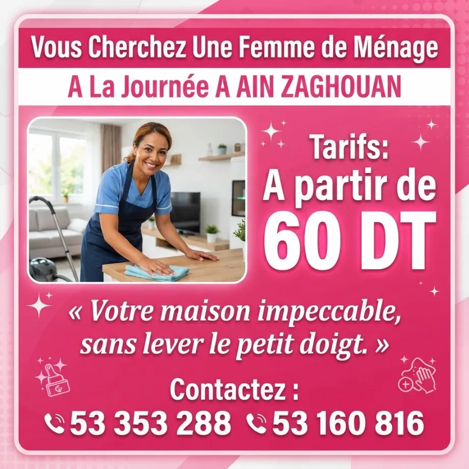 femme de menage par jour a marsa
