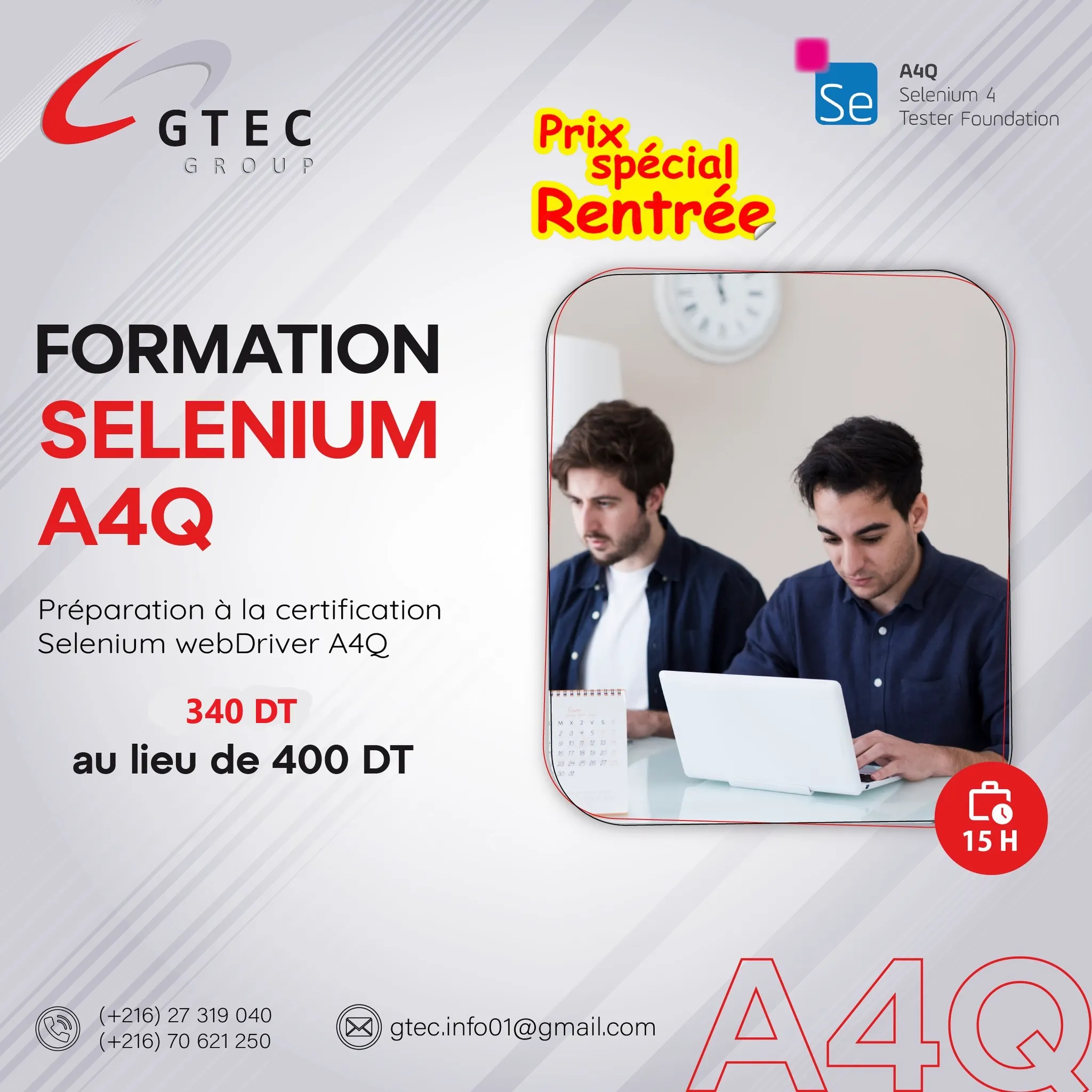 Formation Selenium A4Q Ă seulement 340 DT
