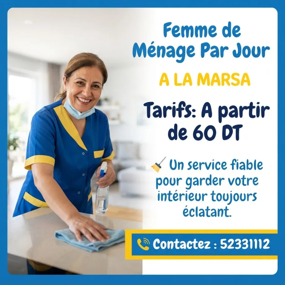FEMME DE MENAGE PAR JOUR A SIDI DAOUD
