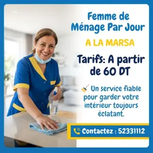 FEMME DE MENAGE PAR JOUR A SIDI DAOUD