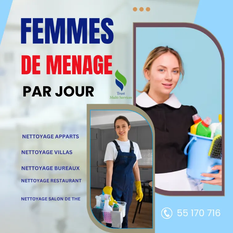 SERVICES DE NETTOYAGE PAR JOUR A TUNIS