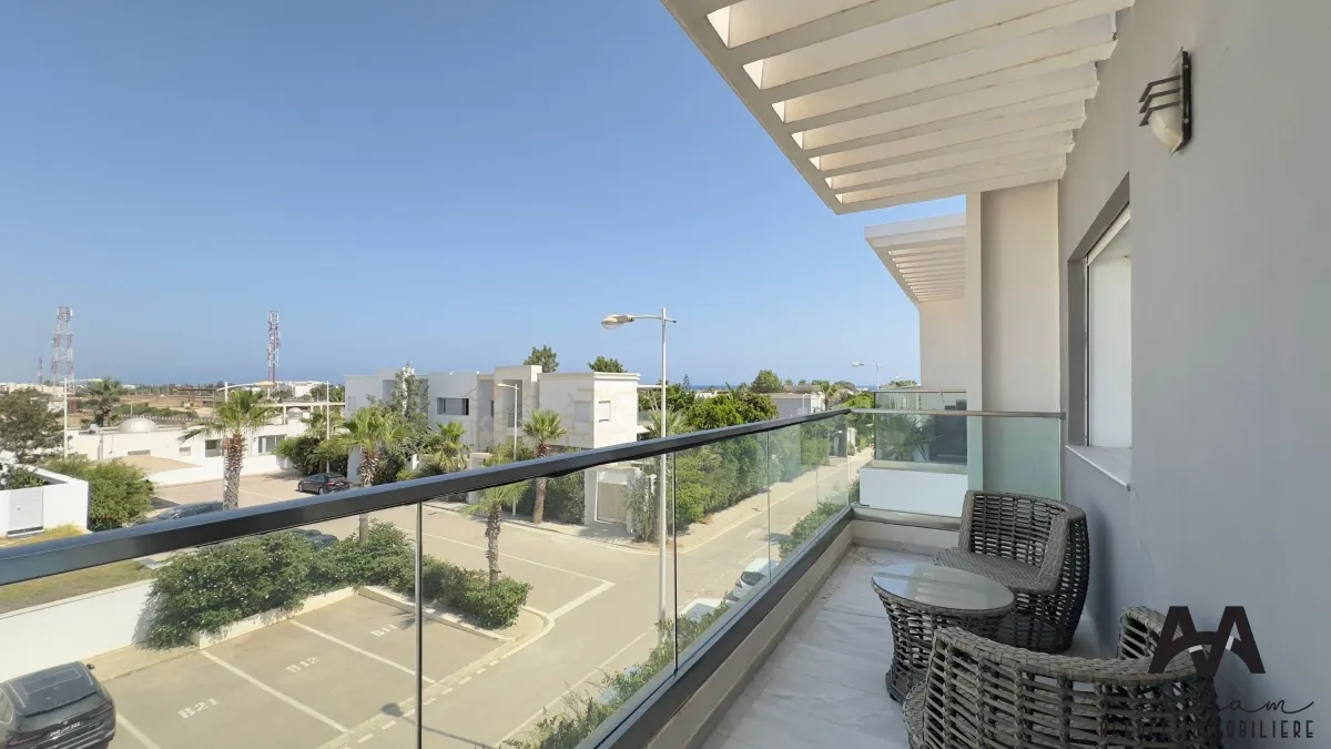 Appartement s+1 meublé vue de mer à Mrezga, Nabeul.