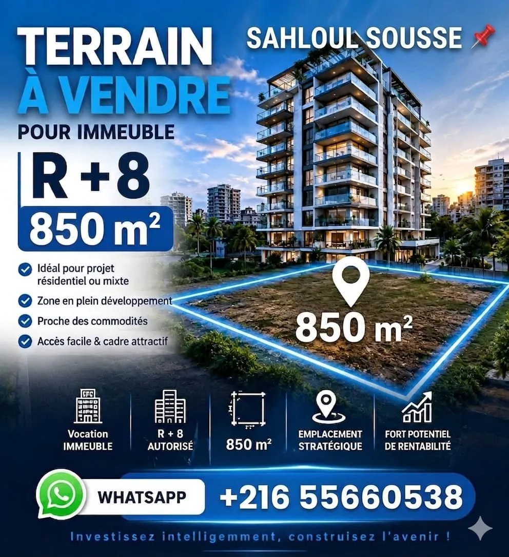 À VENDRE : Terrain stratégique de 850 m² – Autorisé R+8