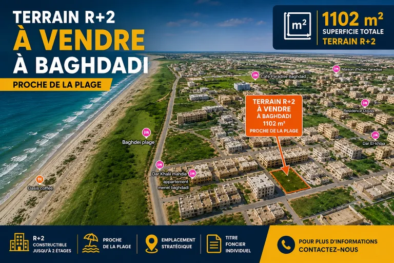 terrain à vendre proche de la plage à baghdedi mahdia
