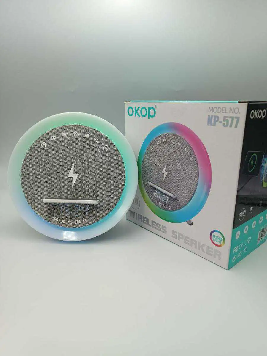 Enceinte Bluetooth multifonctions (chargeur radio horloge réveil)avec lumière LED
