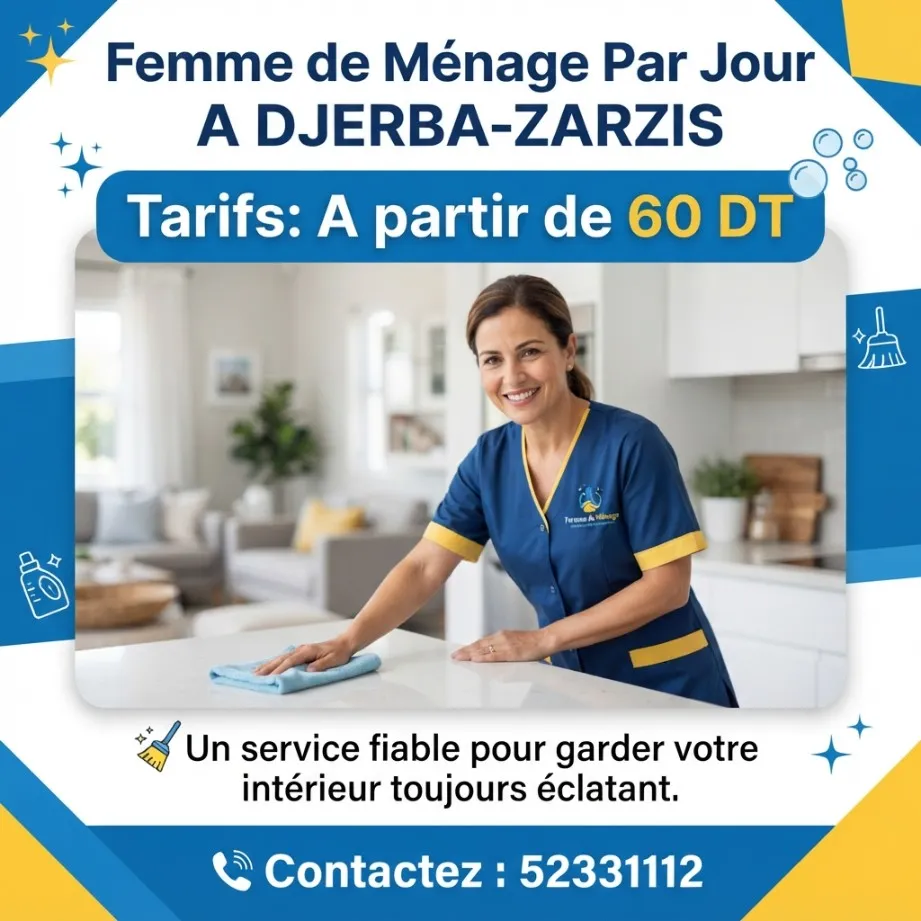 Femmes de ménage disponibles par jour dès 60 DT !
